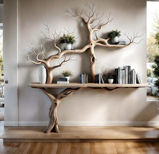 Tree Branch Wall Bookshelf - Narrow Console Tables & Handcrafted Furniture