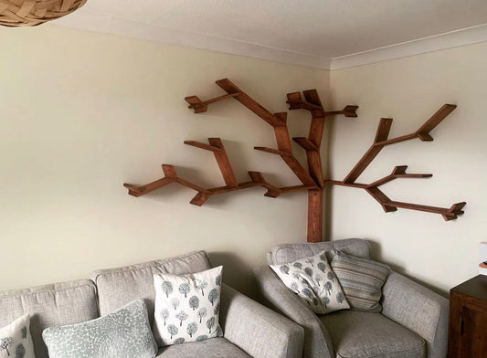 Handcrafted Woodland Corner Tree Shelf