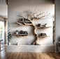 Pine trees Driftwood bookshelf For Living room decoration Wall Mounted Bookshelf